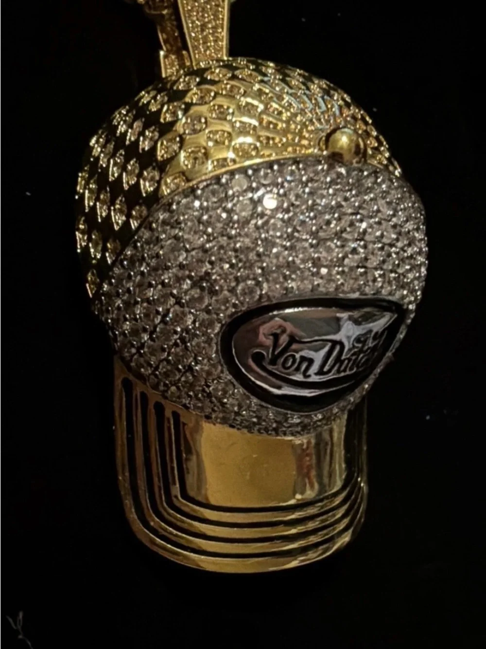 Von Dutch Gold Tone ball cap pendant necklace